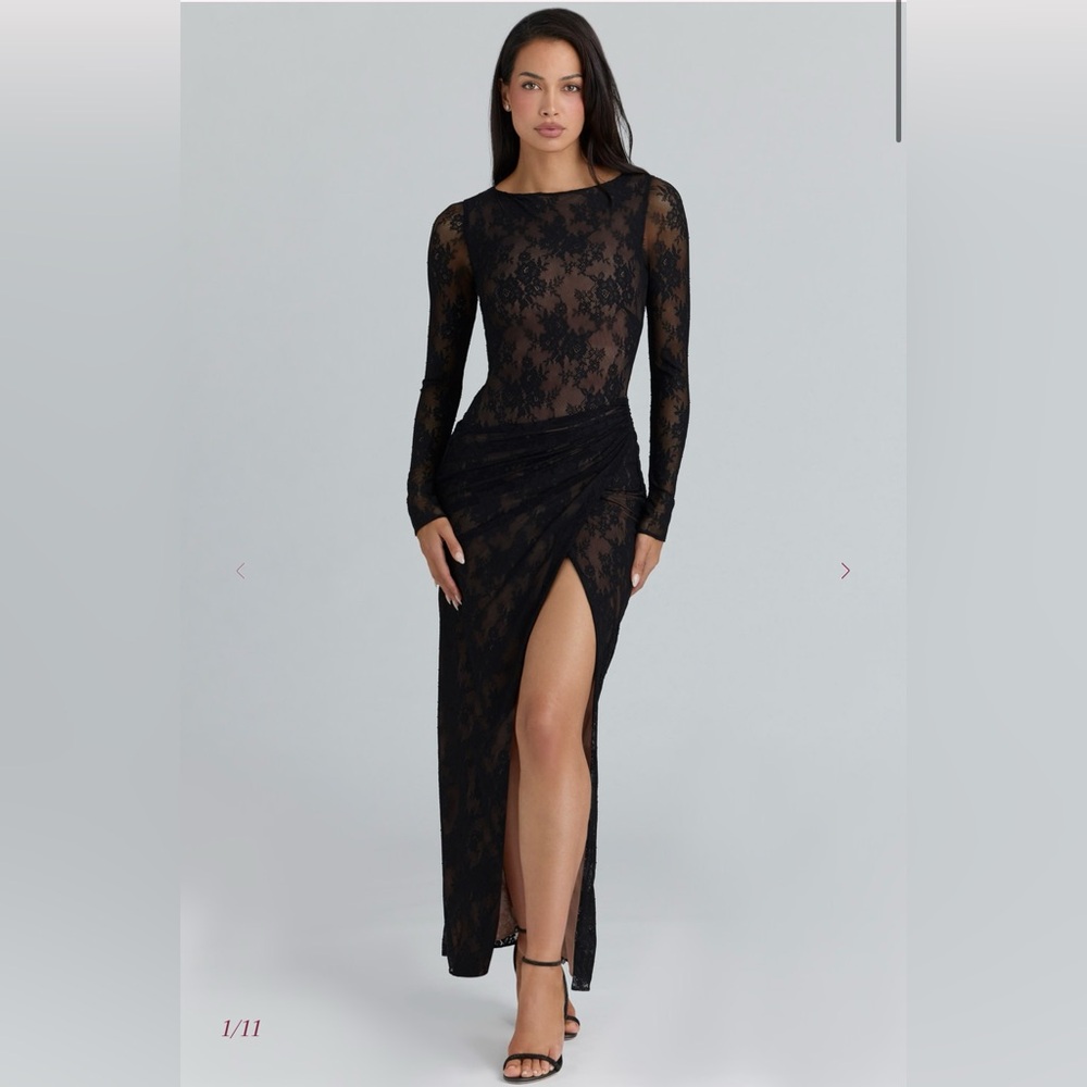 House of CB SAPPHIRA
Black Lace Asymmetric Maxi Dress - Limited Edition